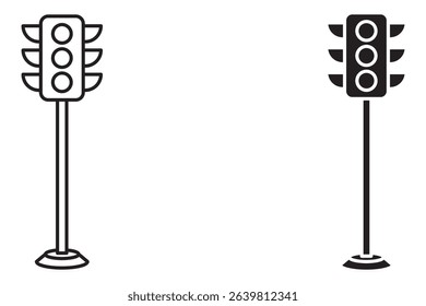 Traffic control light icon set. Illustration of a traffic light. Road Traffic Light. 