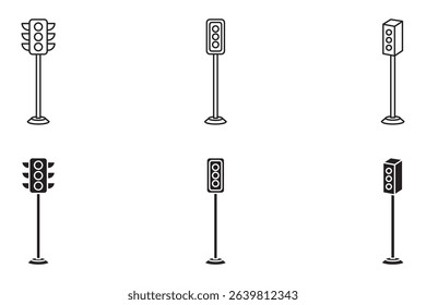 Traffic control light icon set. Illustration of a traffic light. Road Traffic Light. 