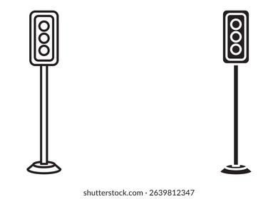 Traffic control light icon set. Illustration of a traffic light. Road Traffic Light. 