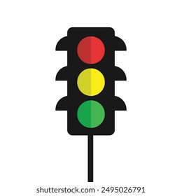 Traffic control light signal sign with red, yellow and green color flat icon for apps and websites