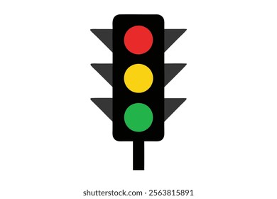 Traffic Control Light Vector - Red, Yellow, Green Signal Design.Perfect for road safety, transportation design, and educational projects.