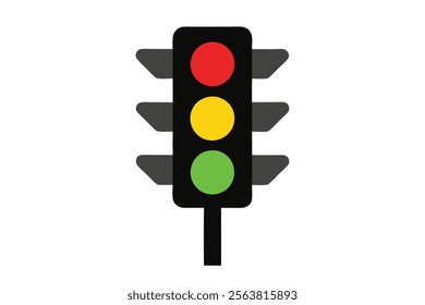 Traffic Control Light Vector - Red, Yellow, Green Signal Design.Perfect for road safety, transportation design, and educational projects.