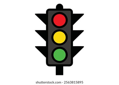 Traffic Control Light Vector - Red, Yellow, Green Signal Design.Perfect for road safety, transportation design, and educational projects.