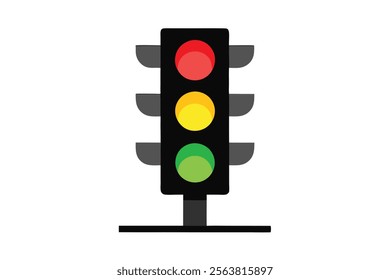 Traffic Control Light Vector - Red, Yellow, Green Signal Design.Perfect for road safety, transportation design, and educational projects.