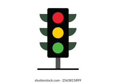 Traffic Control Light Vector - Red, Yellow, Green Signal Design.Perfect for road safety, transportation design, and educational projects.