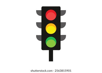 Traffic Control Light Vector - Red, Yellow, Green Signal Design.Perfect for road safety, transportation design, and educational projects.