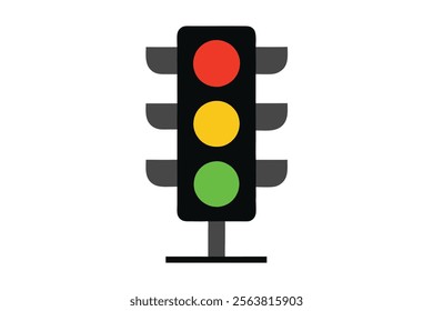 Traffic Control Light Vector - Red, Yellow, Green Signal Design.Perfect for road safety, transportation design, and educational projects.