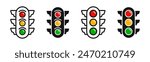 Traffic control lights. Red, yellow and green traffic control light icons. Traffic light illustration. Road Traffic Lights