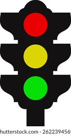 Luces de control de tráfico con iconos planos rojos, amarillos y verdes para App y Sitios web. Ilustración vectorial
