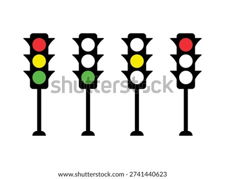 Traffic control lights. Red, yellow and green vector. Road Traffic Lights on white background.