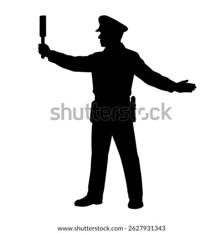Traffic Controller Silhouette Giving Hand Signals – Representation of Road Safety, Authority, and Order Management