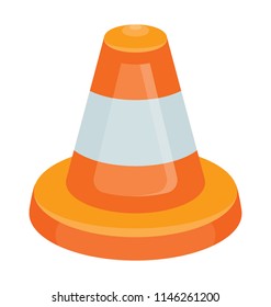 A traffic controlling berrier with patterns on it, in cone shape, this is cone icon