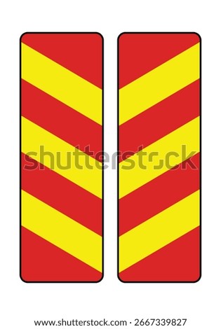 Traffic Delineator Panels – Red and Yellow Diagonal Stripe Markers for Work Zones and Temporary Hazards Road Safety Vector