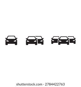 Traffic Density Car Silhouette Icon Set – Vehicle Growth and Transportation Vector Illustration