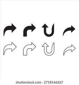 Conjunto de iconos de flecha de dirección de tráfico