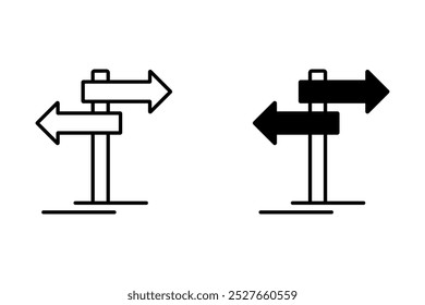 Traffic direction board icon. direction sign in different, destination, choice of directions, travel to different places.