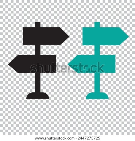 Traffic direction board icon. Street signpost filled vector isolate on transparent background. Wayfinding sign icon, Navigate effortlessly with our directional sign. Ideal for guidance themed design.