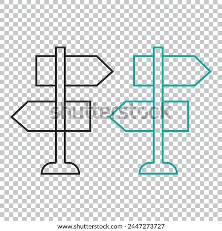 Traffic direction board icon. Street signpost filled vector isolate on transparent background. Wayfinding sign icon, Navigate effortlessly with our directional sign. Ideal for guidance themed design.