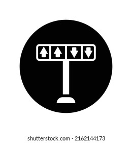 Traffic, direction, road icon. Black vector Illustration.