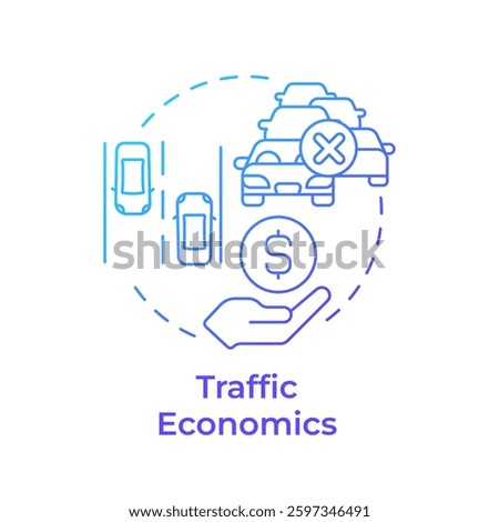 Traffic economics blue gradient concept icon. Economic prosperity and product pricing. Transport management. Round shape line illustration. Abstract idea. Graphic design. Easy to use in booklet
