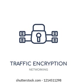 traffic encryption icon. traffic encryption linear symbol design from Networking collection. Simple outline element vector illustration on white background.