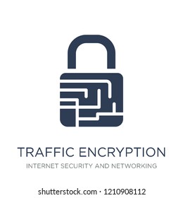 traffic encryption icon. Trendy flat vector traffic encryption icon on white background from Internet Security and Networking collection, vector illustration can be use for web and mobile, eps10