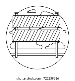 traffic fence in circular shape monochrome silhouette vector illustration