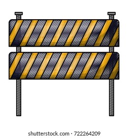 traffic fence flat icon in colored crayon silhouette vector illustration