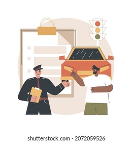Traffic fine abstract concept vector illustration. Traffic law violation, speeding fine ticket, pay online, driving rules offence, speed control, red light camera, stop sign abstract metaphor.