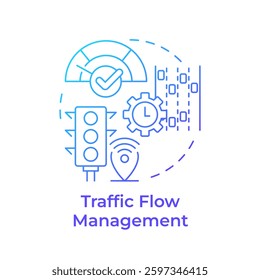 Traffic flow management blue gradient concept icon. Real time adjustments of road infrastructure. Regulation. Round shape line illustration. Abstract idea. Graphic design. Easy to use in booklet