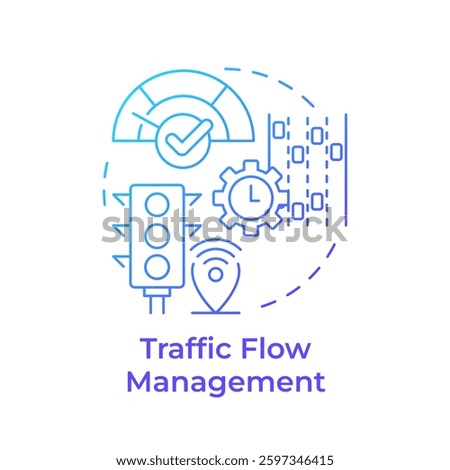 Traffic flow management blue gradient concept icon. Real time adjustments of road infrastructure. Regulation. Round shape line illustration. Abstract idea. Graphic design. Easy to use in booklet