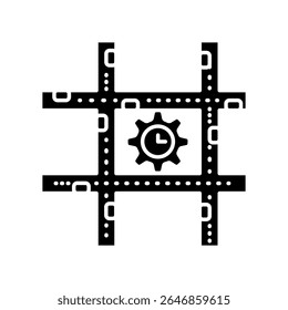 traffic flow prediction black flat icon for digital and print projects.  Minimal clean icons for apps and websites. Modern simple icons for UI UX and branding