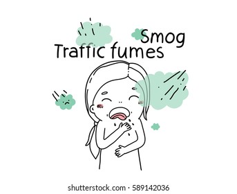 Traffic fumes and smog illustration. 