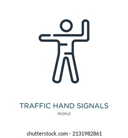 Traffic Hand Signals Thin Line Icon Stock Vector (Royalty Free) 2131982861