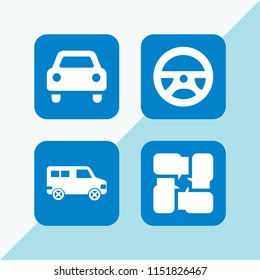 traffic icon. 4 traffic set with minibus, car and seo and web vector icons for web and mobile app