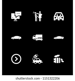 traffic icon. 9 traffic set with seo and web, right arrow circular button, tailpipe and hit vector icons for web and mobile app