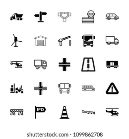 Traffic icon. collection of 25 traffic filled and outline icons such as road, forklift, cargo wagon, direction, helicopter. editable traffic icons for web and mobile.