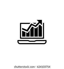 Traffic Icon. Flat Design. Isolated Illustration. App Symbol or UI element. Laptop with Growing Graph.