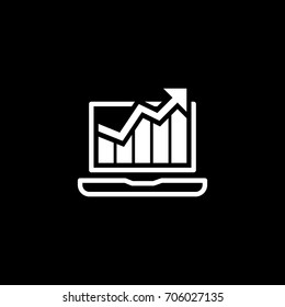 Traffic Icon. Flat Design. Isolated Illustration. App Symbol or UI element. Laptop with Growing Graph.