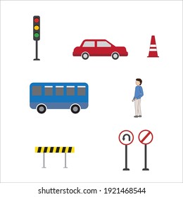 icono de tráfico en vector de ilustración plana, elemento de icono de transporte para el diseño  