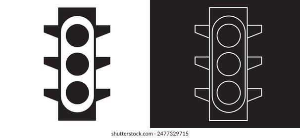 Traffic icon  isolated vector illustration. big traffic light isolated icon on white and black background.