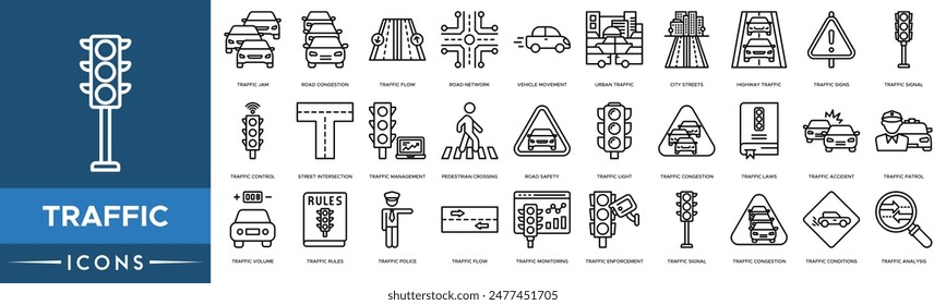 Traffic icon. Traffic Jam, Road Congestion, Traffic Flow, Road Network, Vehicle Movement, Urban, City Streets, Highway  and Traffic Signs