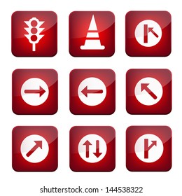 traffic icon on red button sign background application for design