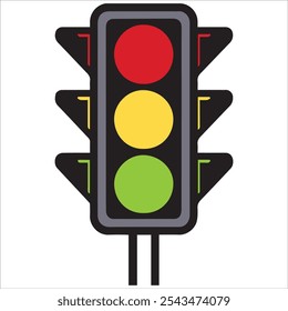 Traffic icon with red, yellow and green signals. Traffic light direction regulate safety symbo.Electricity semaphore regulate transportation on.A minimalist and modern traffic light design.