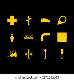 traffic icon set about streetlight, car, transportation and turned pin vector set