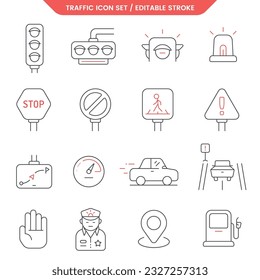 Verkehrssymbol Set Editable Stroke Vector Design.