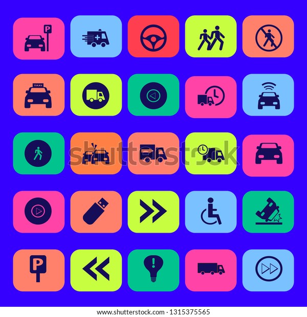 traffic icon set with flash driver,\
pedestrian people and ambulance car vector\
illustration