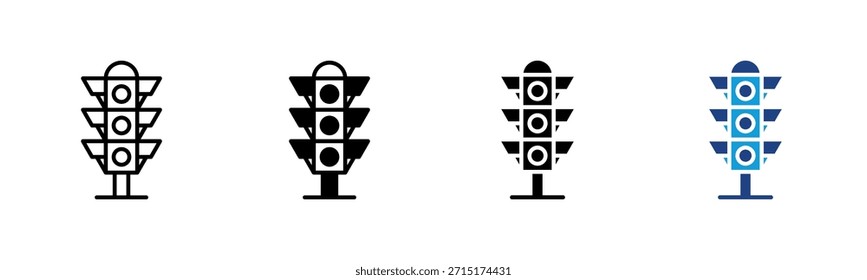 Traffic icon set multiple style collection