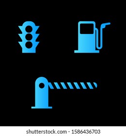 traffic icon set. on black background isolated vector illustration