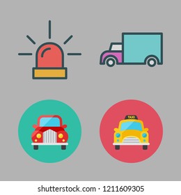 traffic icon set. vector set about taxi, siren, cargo truck and car icons set.